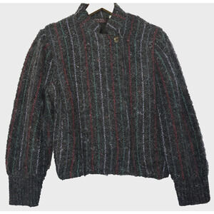 Vintage 80s It's Magic Toni Garment Striped Wool Crop Jacket Size M Prep Grunge